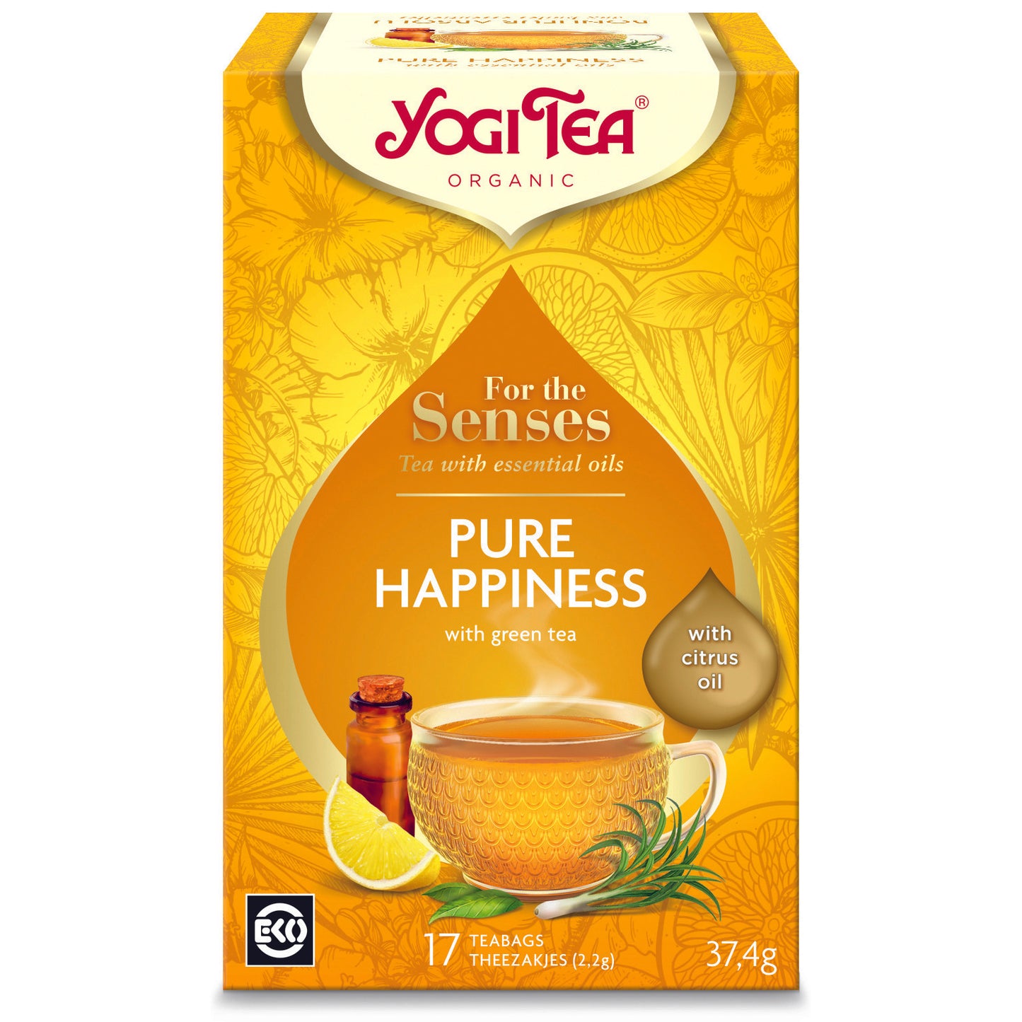 BIO laimes tēja Yogi Tea For the Senses Pure Happiness 17 ejas maisiņi