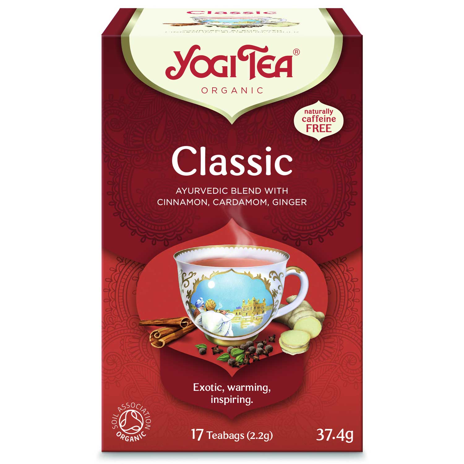 BIO klasiska ajūrvēdas tēja Yogi Tea Classic 17 tējas spilventiņi