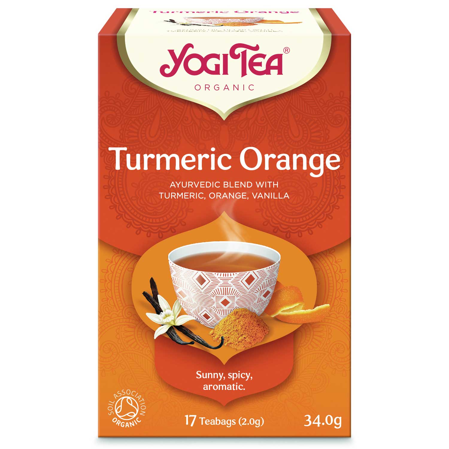 BIO kurkumas tēja ar apelsīnu Yogi Tea Turmeric Orange 17 tējas maisiņi