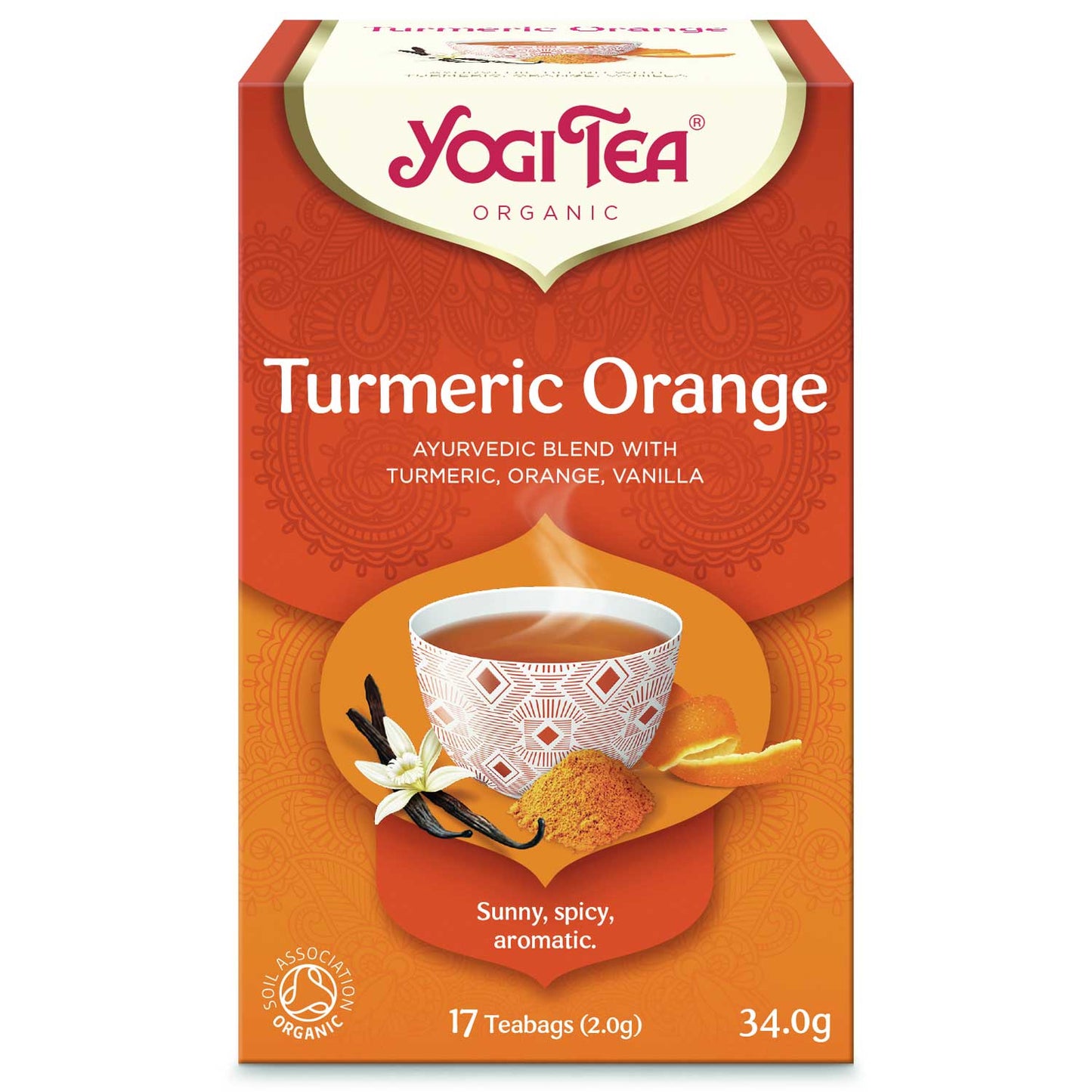 BIO kurkumas tēja ar apelsīnu Yogi Tea Turmeric Orange 17 tējas maisiņi