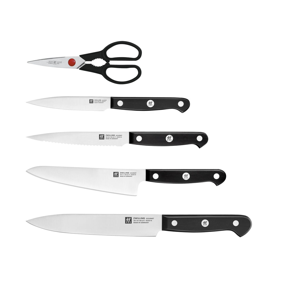 ZWILLING Gourmet nažu komplekts ar statīvu, melns, 6 daļas