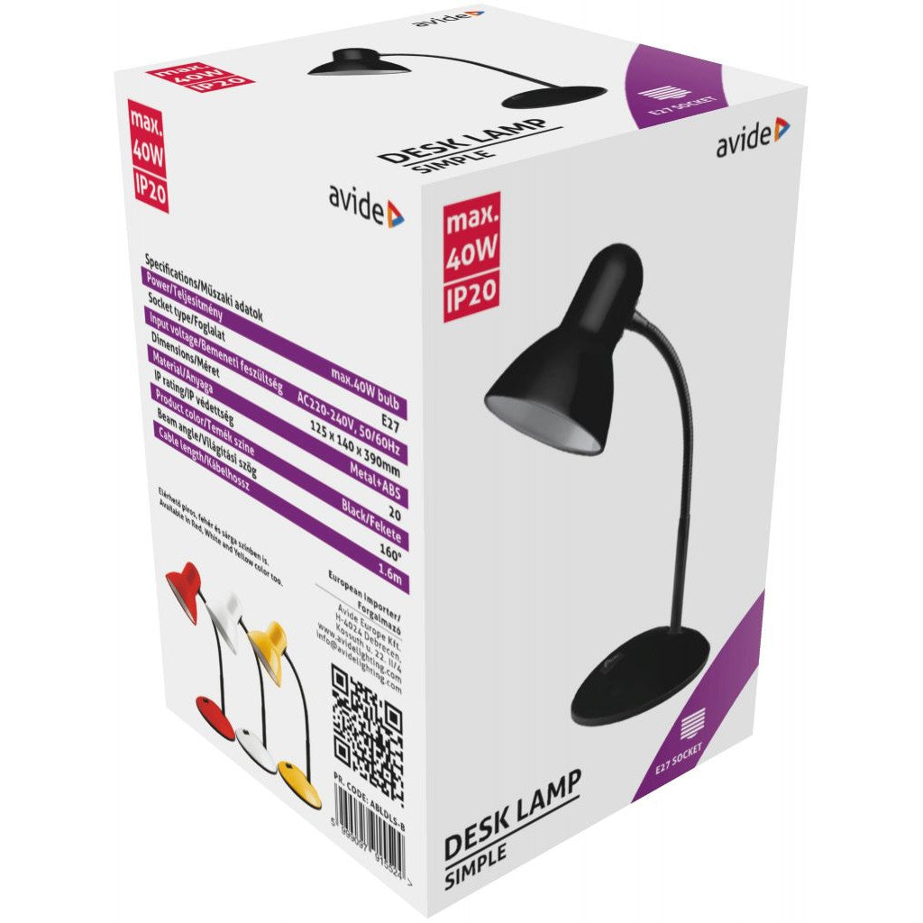 Galda lampa Avide Simple E27 40W melna