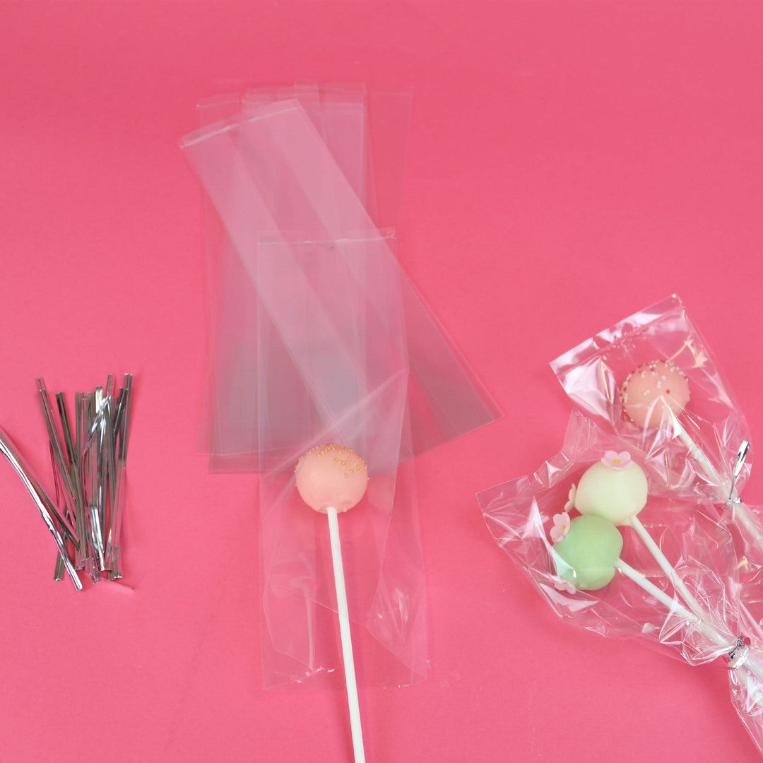 Caurspīdīgi maisiņi konfektēm uz kociņa 254 x 76mm PME Cake Cake Pop Bags 25gab