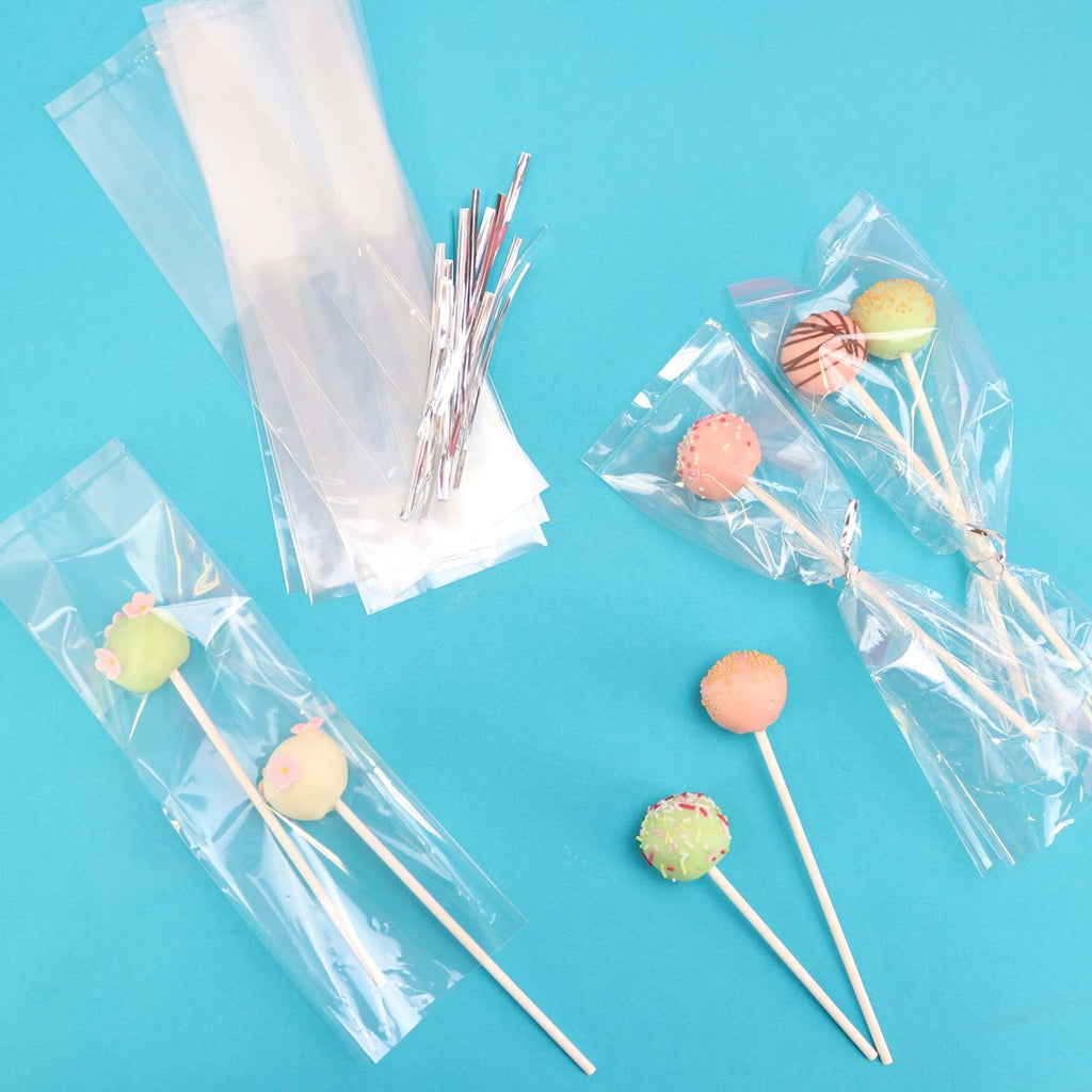 Caurspīdīgi maisiņi konfektēm uz kociņa 254 x 76mm PME Cake Cake Pop Bags 25gab