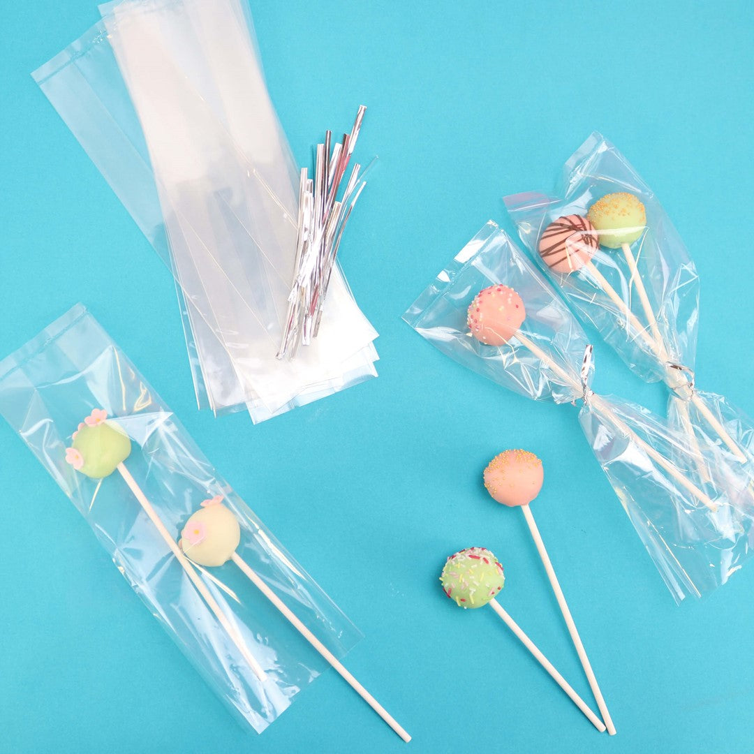 Caurspīdīgi maisiņi konfektēm uz kociņa 254 x 76mm PME Cake Cake Pop Bags 25gab