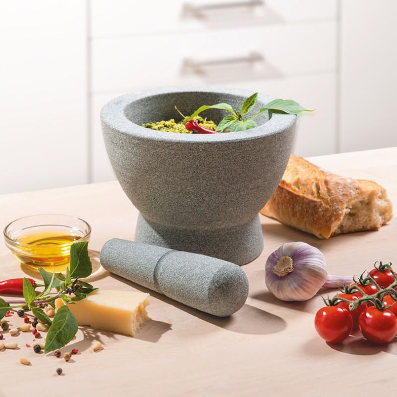 Granīta piesta ar stampu GEFU CRUNCHY, abpusēji lietojama