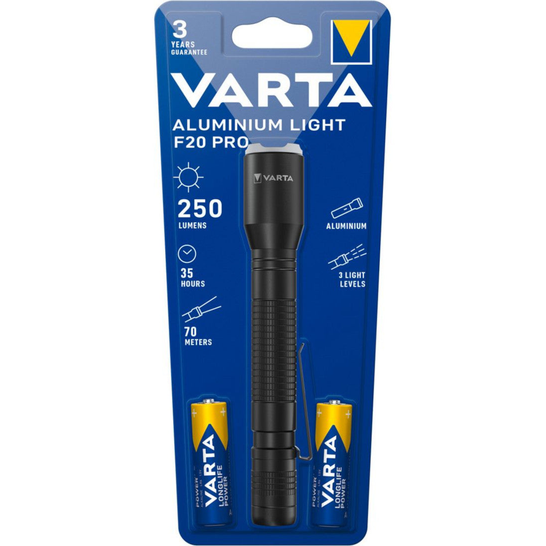 LED lukturis VARTA Aluminium Light F20 Pro, 250lm, 2xAA