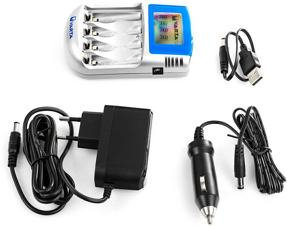 Bateriju (Accu) ladētājs VARTA LCD 4 vietas + auto 12V un USB adapteris