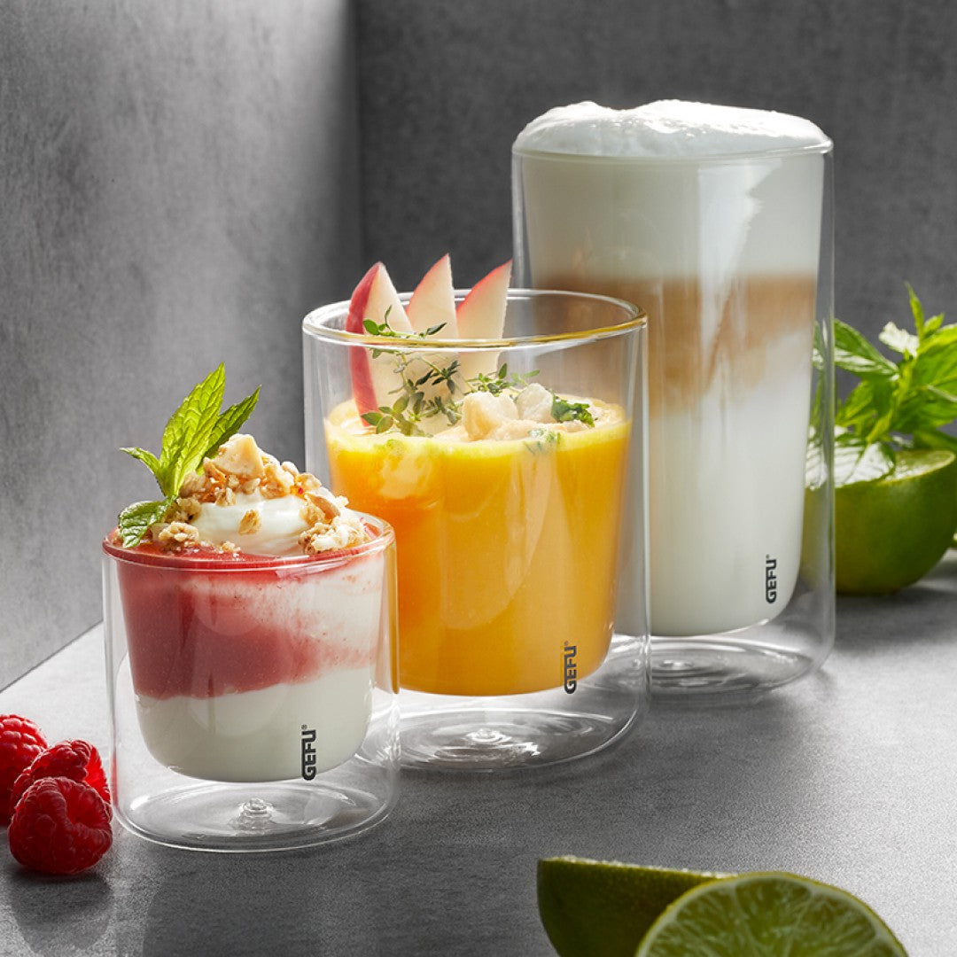 Dubultstikla kapučino glāzes GEFU MIRA 235ml, 2 gab.