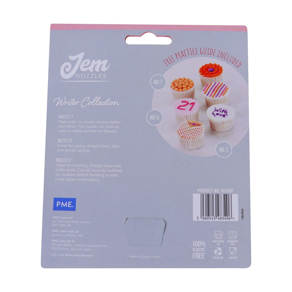 PME Cake Jem pastry tip set for writing, 3 pcs.
