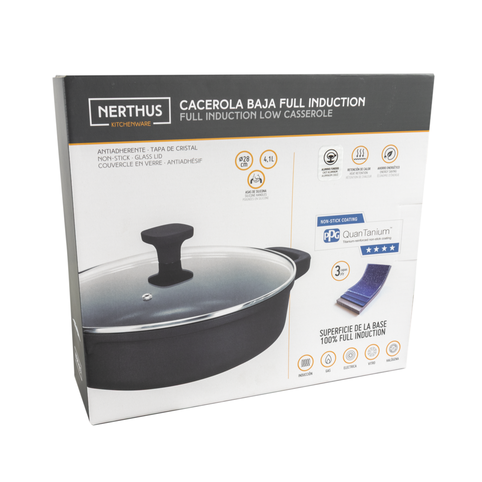 Nerthus katls ar vāku Quantanium Induction 28cm 4.1L