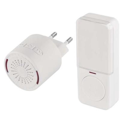Bezvadu durvju zvans IP56 150m 10mel. 85dB 230V balts EMOS P5734