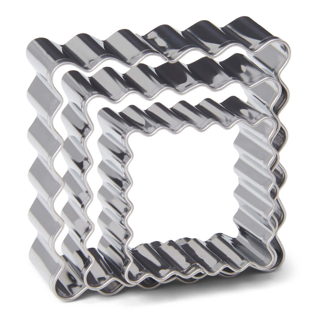 Ribbed stainless steel square cutter Patisse, set of 3
