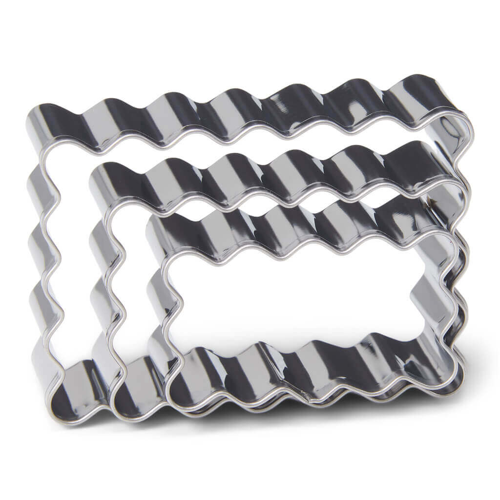 Ribbed stainless steel rectangular cutter Patisse, set of 3