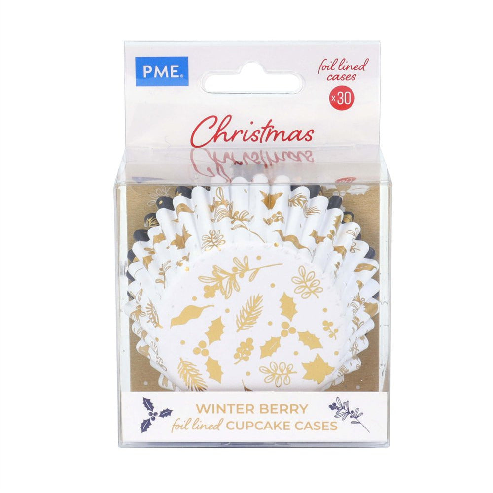 Kēksiņu papīra/folijas formiņas PME Cake 30gab. Ø 5cm Ziemassvētki Winter Berry