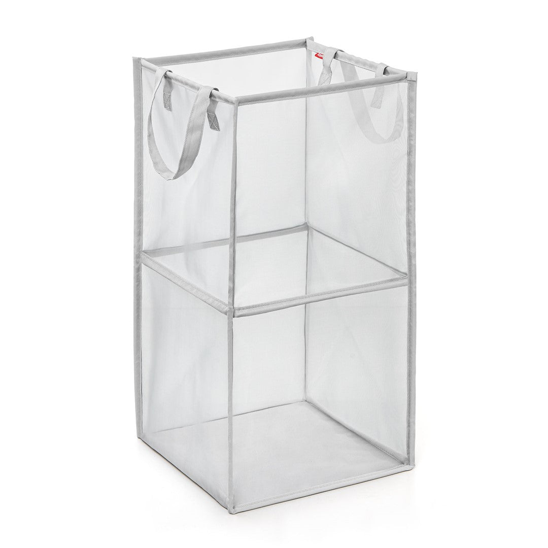 Foldable polyester storage basket RAYEN 2 tiers: 62 x 30 x 30 cm / 1 tier: 30 x 30 x 30 cm / folded: 30 x 30 x 3.5 cm