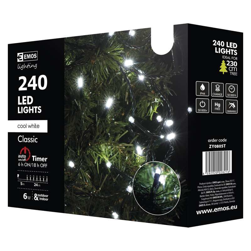 LED virtene EMOS 240LED 6W balta CW 8MOD IP44 24m ZY2160