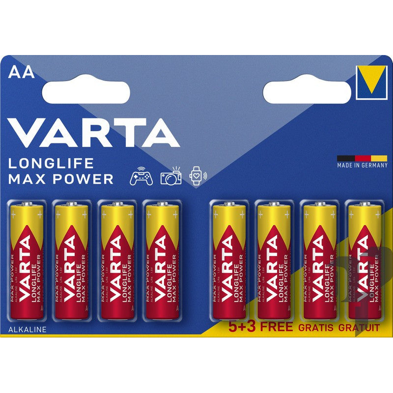Baterijas VARTA Longlife Max Power Alkaline AA 1.5V, 8gb.